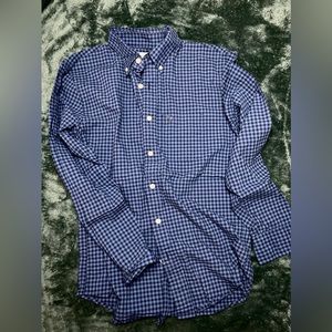 Abercrombie & Fitch Woven Plaid Button - Blue, Small